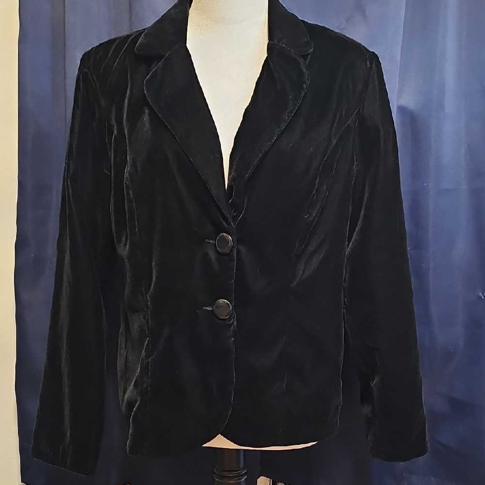 Dress Barn Collection Women's Black Velvet Blazer Size Large